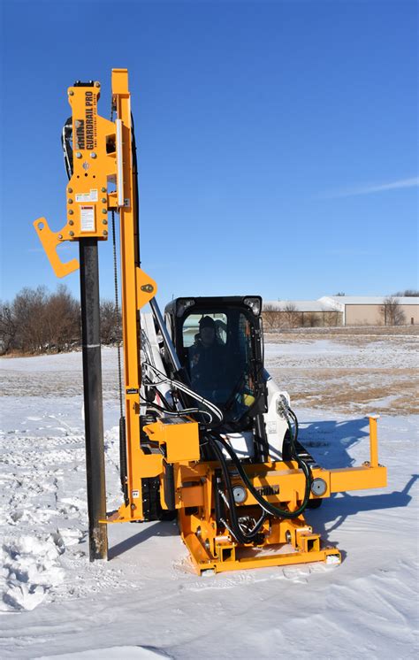 guardrail post driver skid steer auctio|rhino guardrail pro attachment.